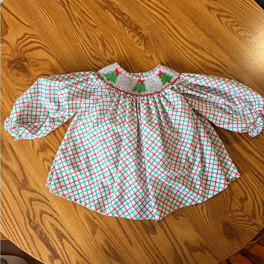 Plaid Kids Dress with Green and Red Accents